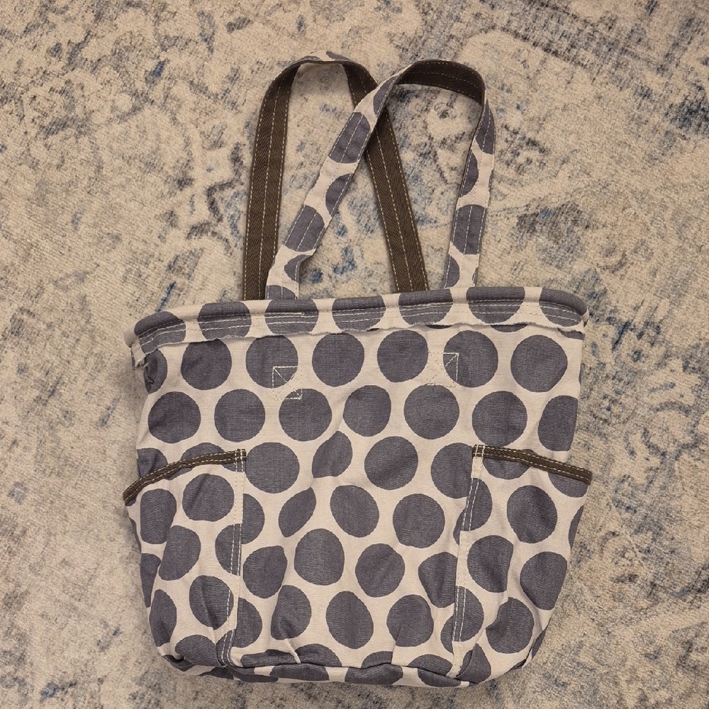 Thirty-One Retro Metro Polka Dot Canvas Tote Bag